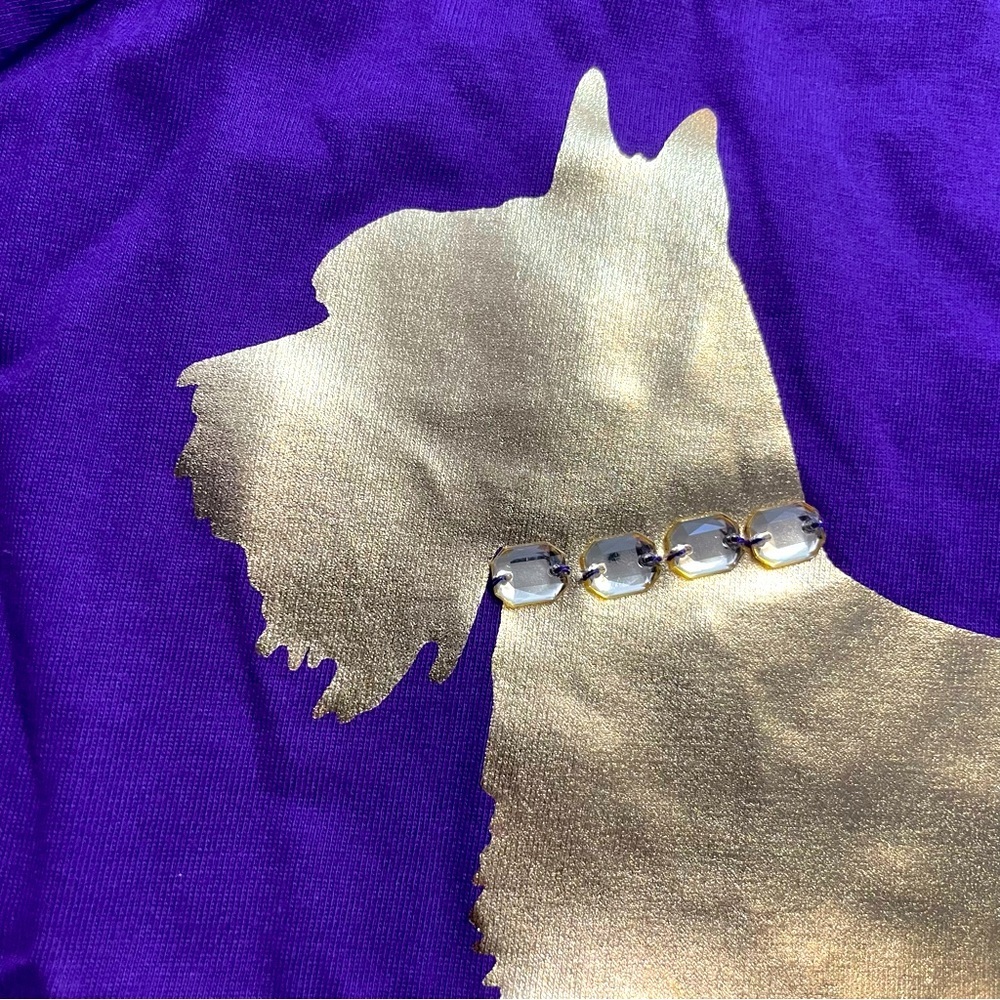Lands End Gold Scottie Dog Long Sleeve Shirt - Picture 2 of 5